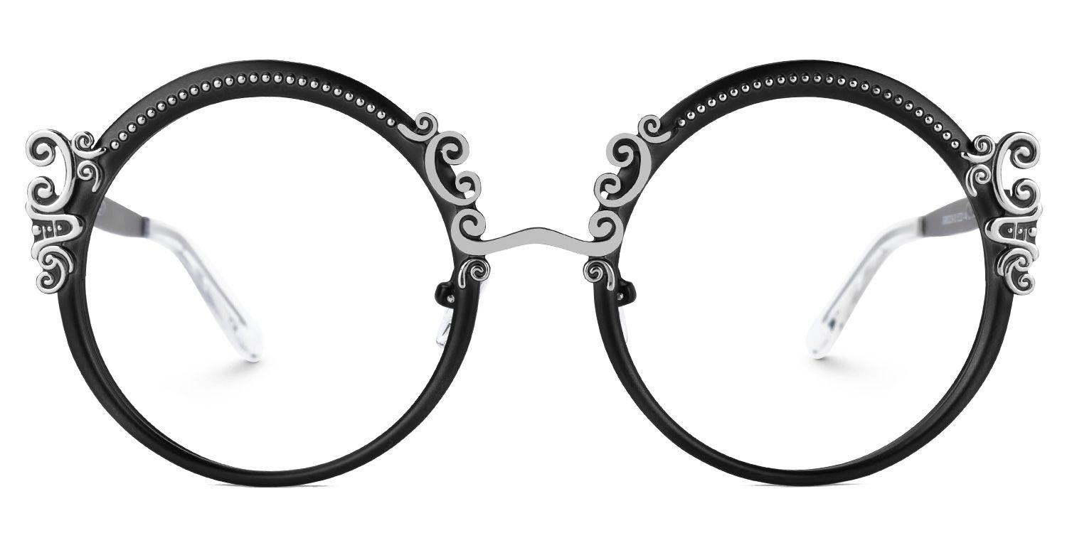 Nelida Designer Black Round Frame Glasses | ZEELOOL Canada0