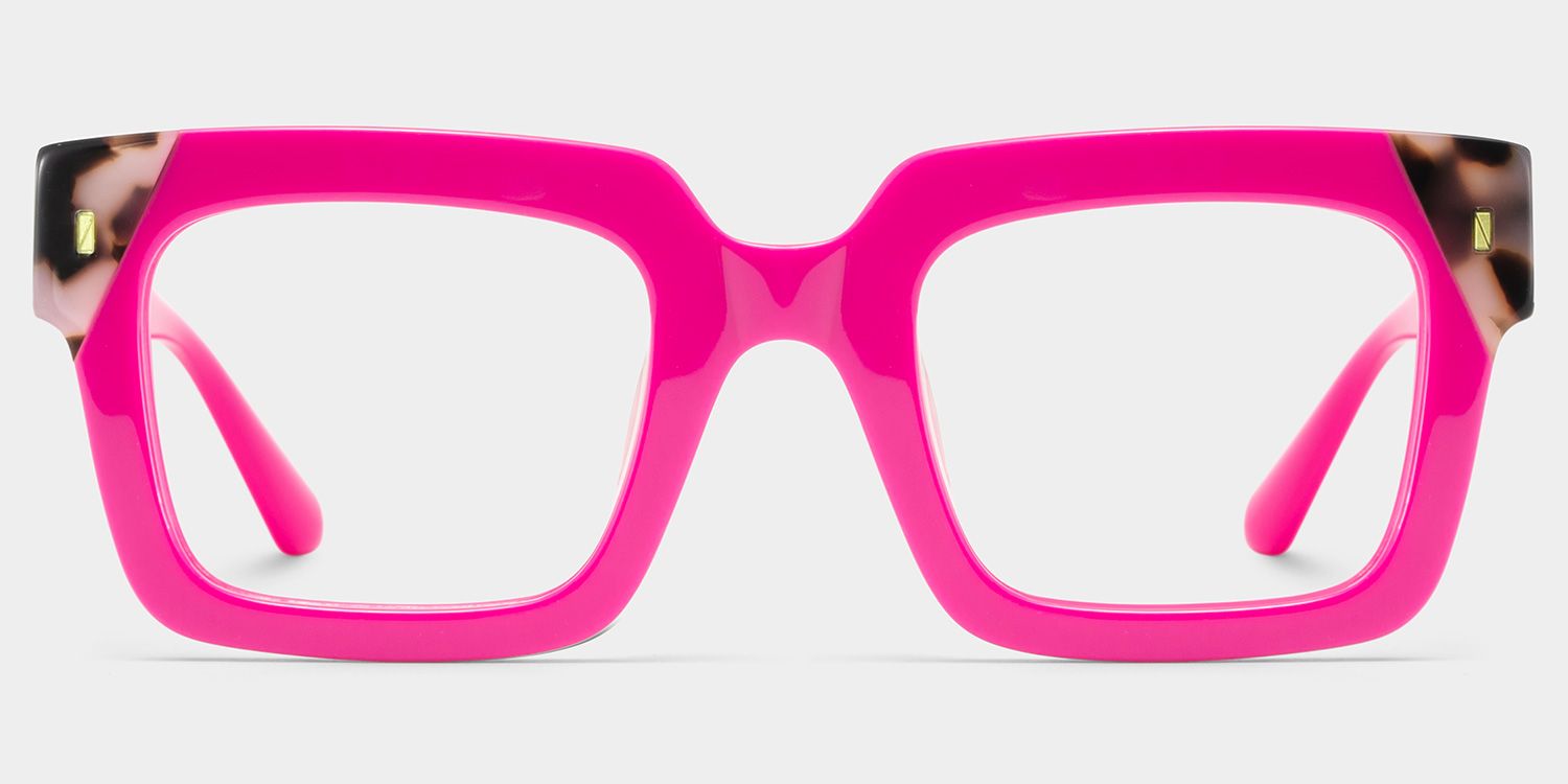 Square Pink Tortoise Eyeglasses- Sarah Acetate Frame Glasses0