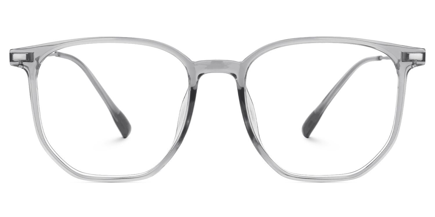 Bianca Mixed-Materials Geometric Gray Frame Glasses | ZEELOOL Canada0