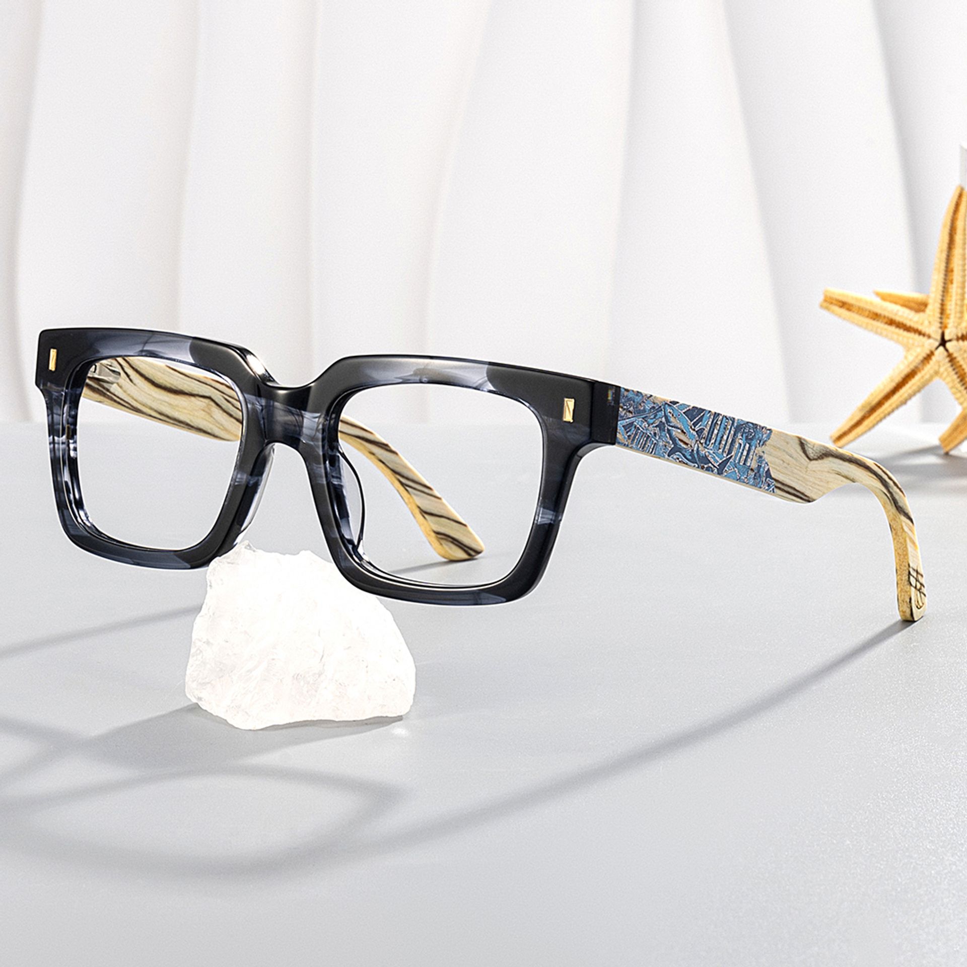 Smoke Grey Glasses With Wood Temples0