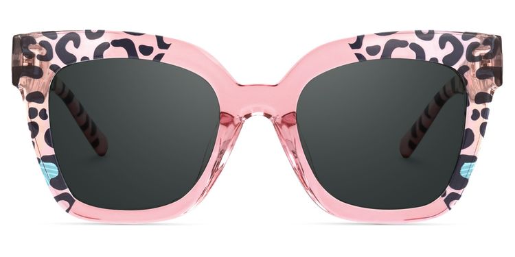 Malcolm Square PinkLeopard Glasses