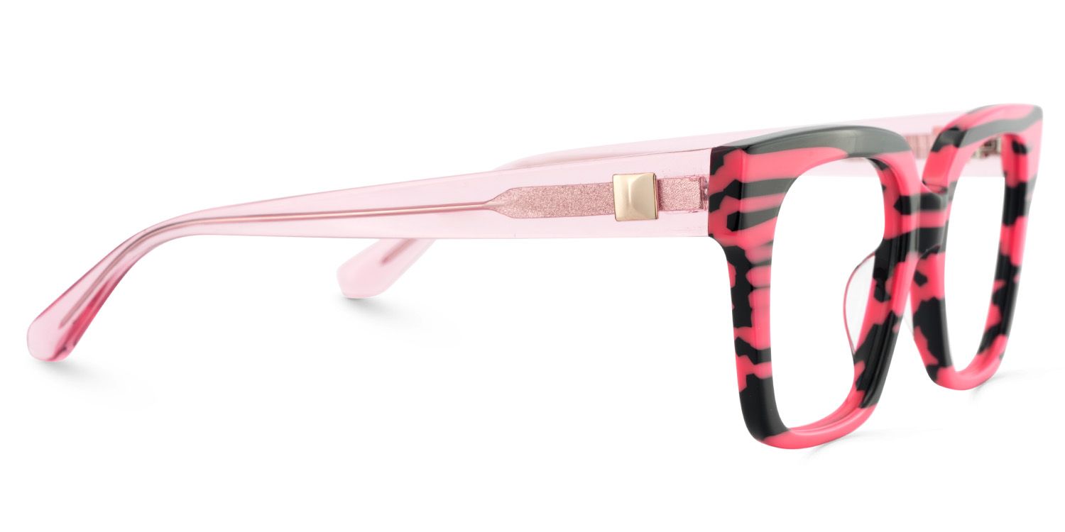Trendy Square Glasses With Black Pink Matched4