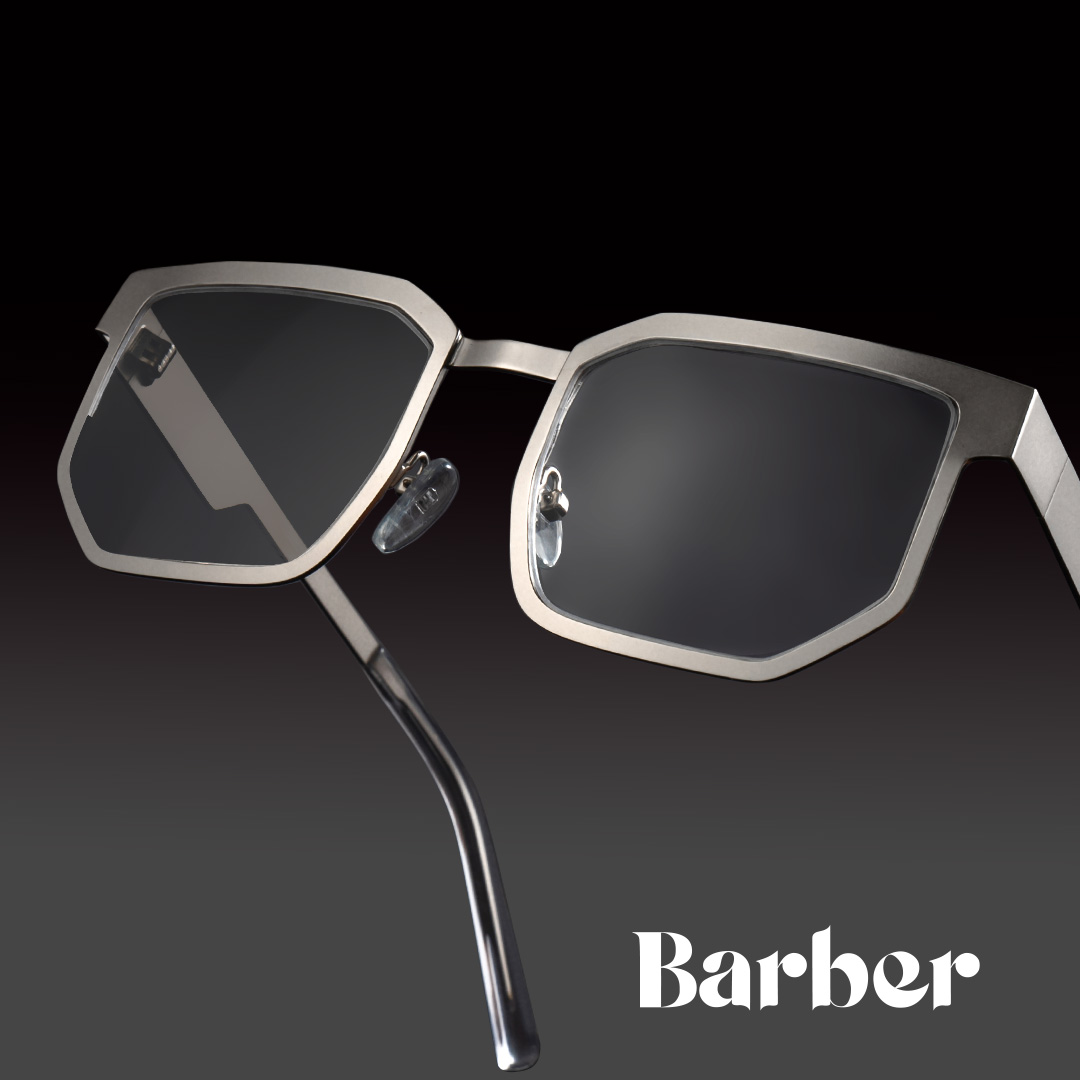 Barber Geometric Silver Eyeglasses and Glasses Frames0