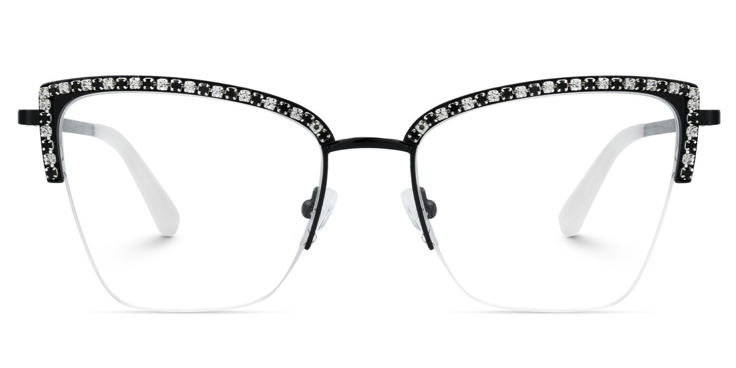 Half Rim Cat Eye Glasses With Rhinestones1