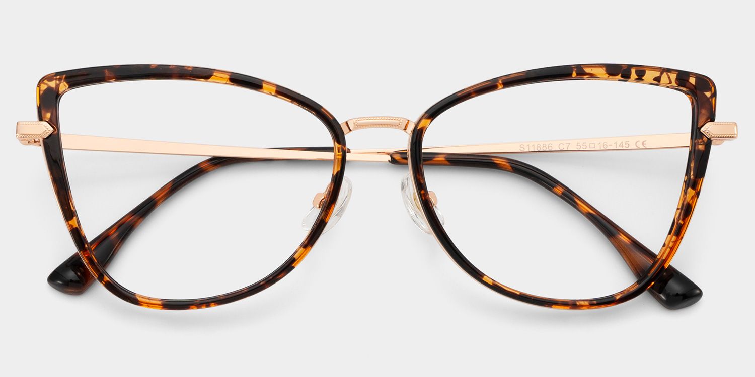 Cat eye Tortoise Eyeglasses- Sloane Mixed Frame Glasses1