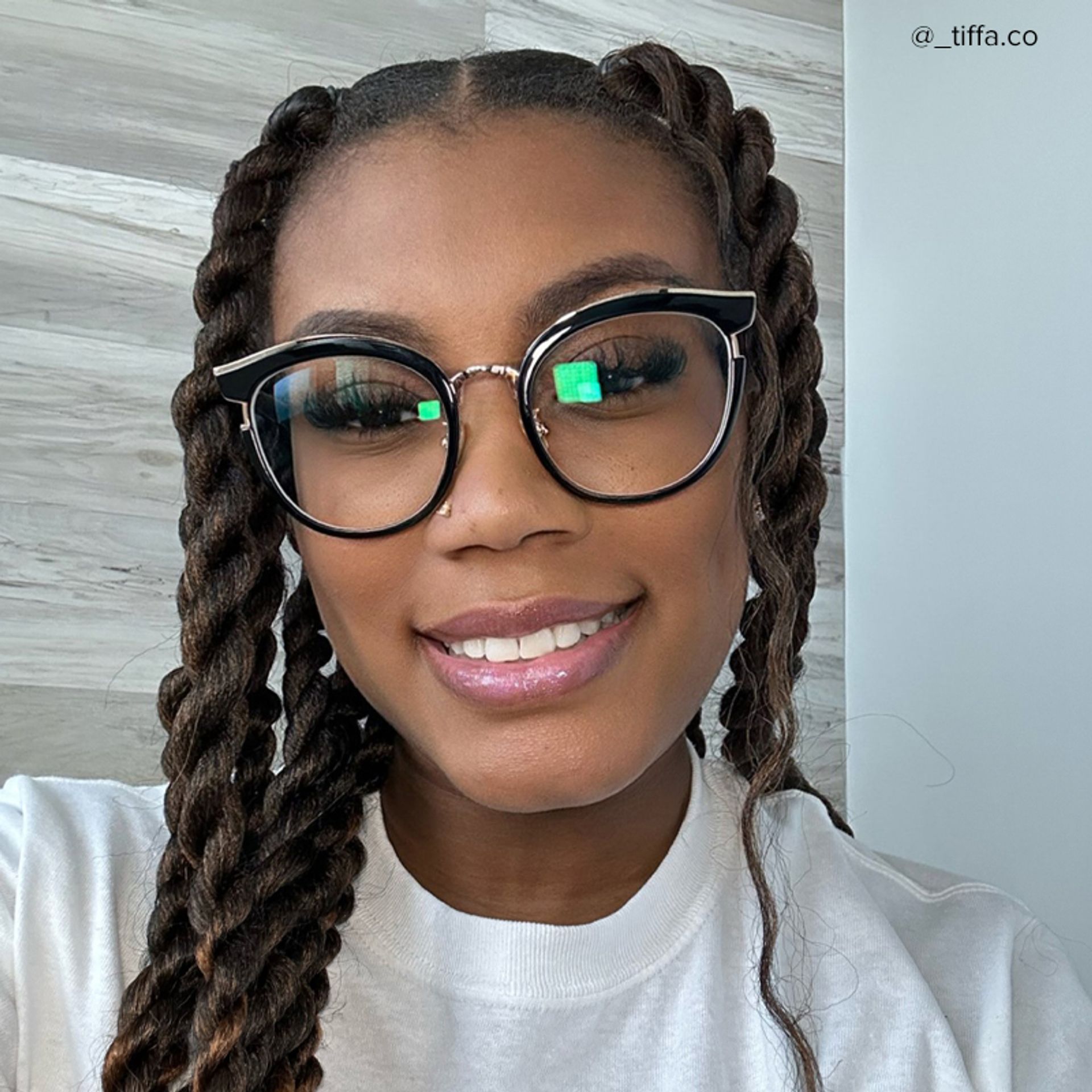 Laraine Cat Eye Black Frame Glasses with Gold Trim6