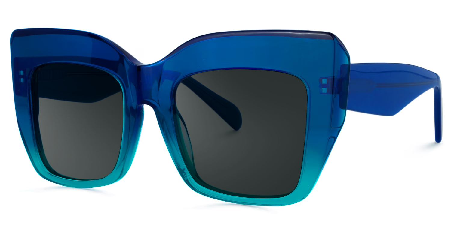 Charmaine Blue-Green Frame Sunglasses | ZEELOOL Canada1