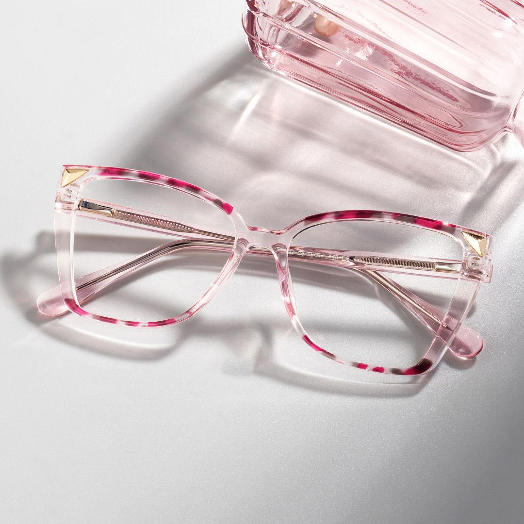Women's Pink Eyeglasses Frames With Butterfly Shape0