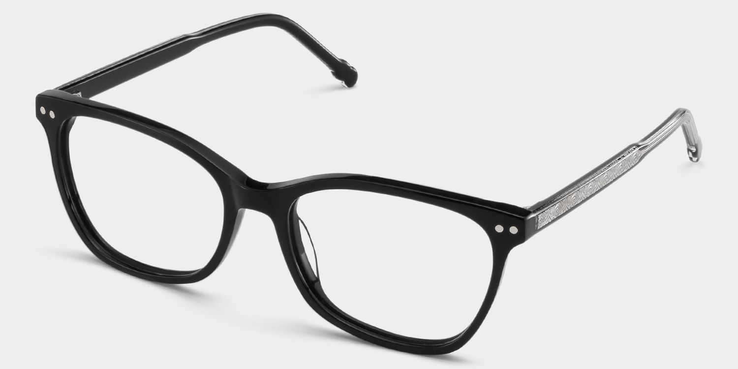 Marigold retro black frame glasses with Rectangle Frame Online | ZEELOOL2