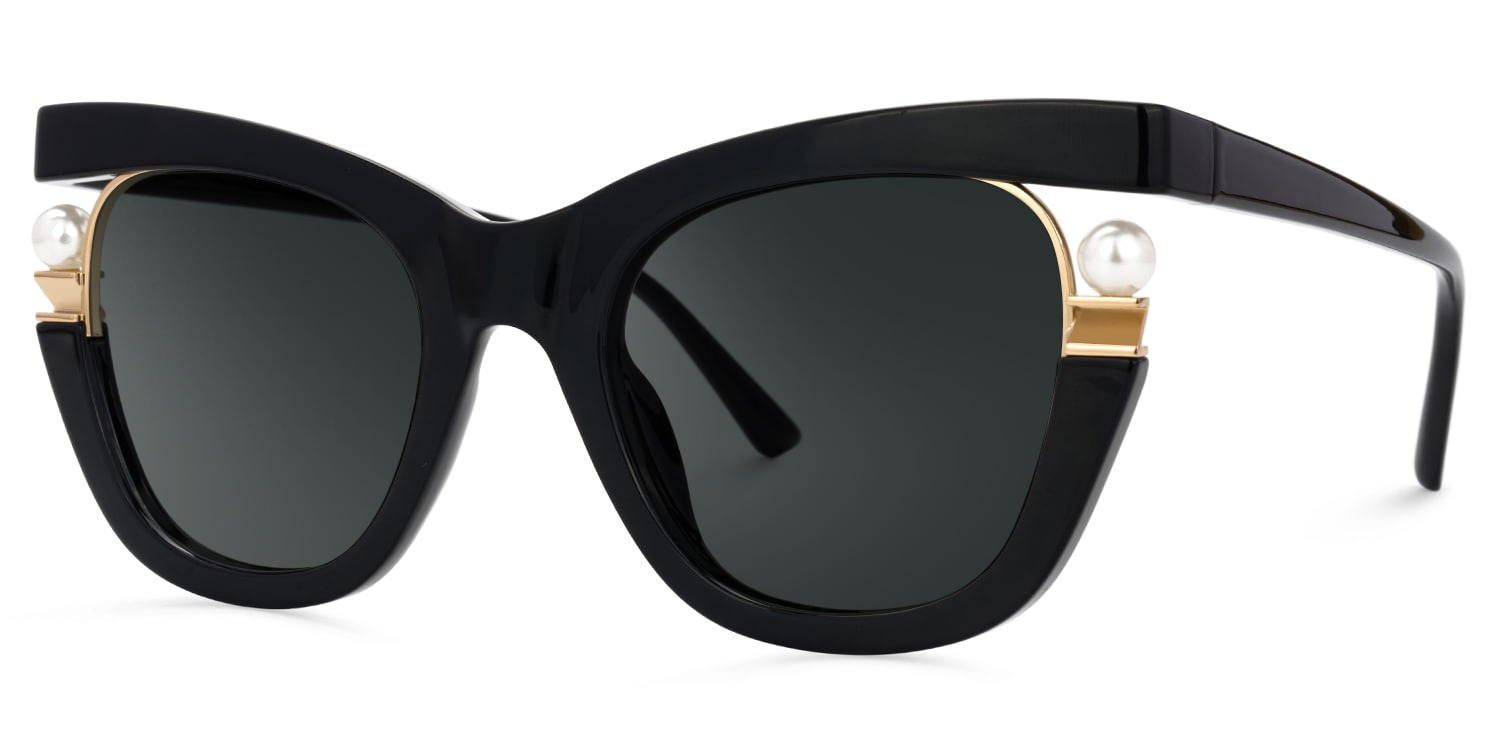 ZEELOOL Pearl Cateye Black Glasses