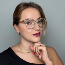 Shine Square Gold White Glasses11