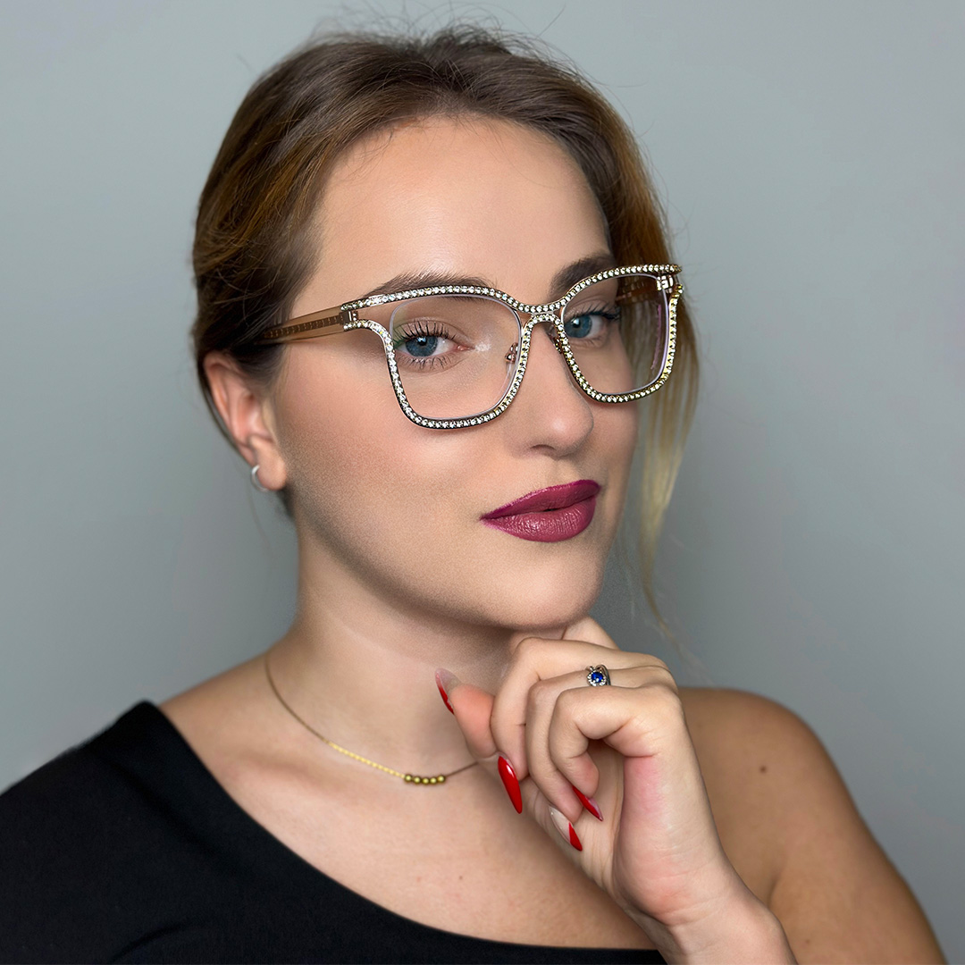 Shine Square Gold White Glasses11