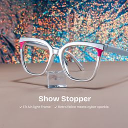 Dazzler Silver Pink Square Glasses0