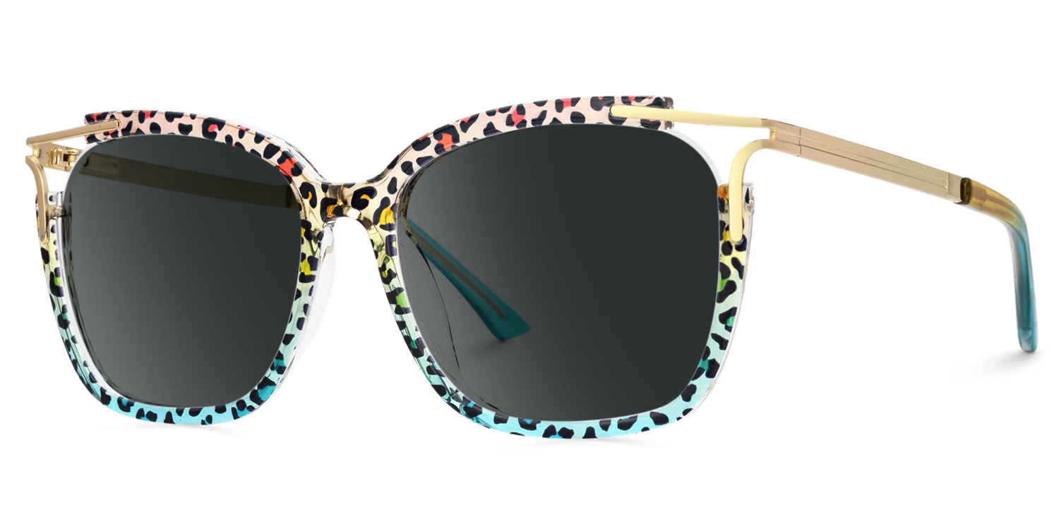 Sidibe Square Blue Leopard Glasses
