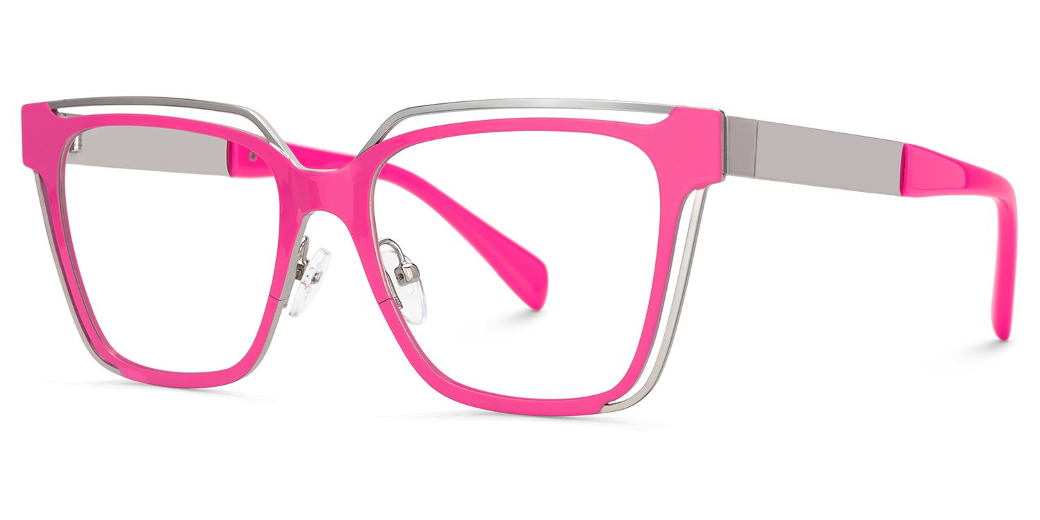 Bright Pink Eyeglass Frames With Square Shape2