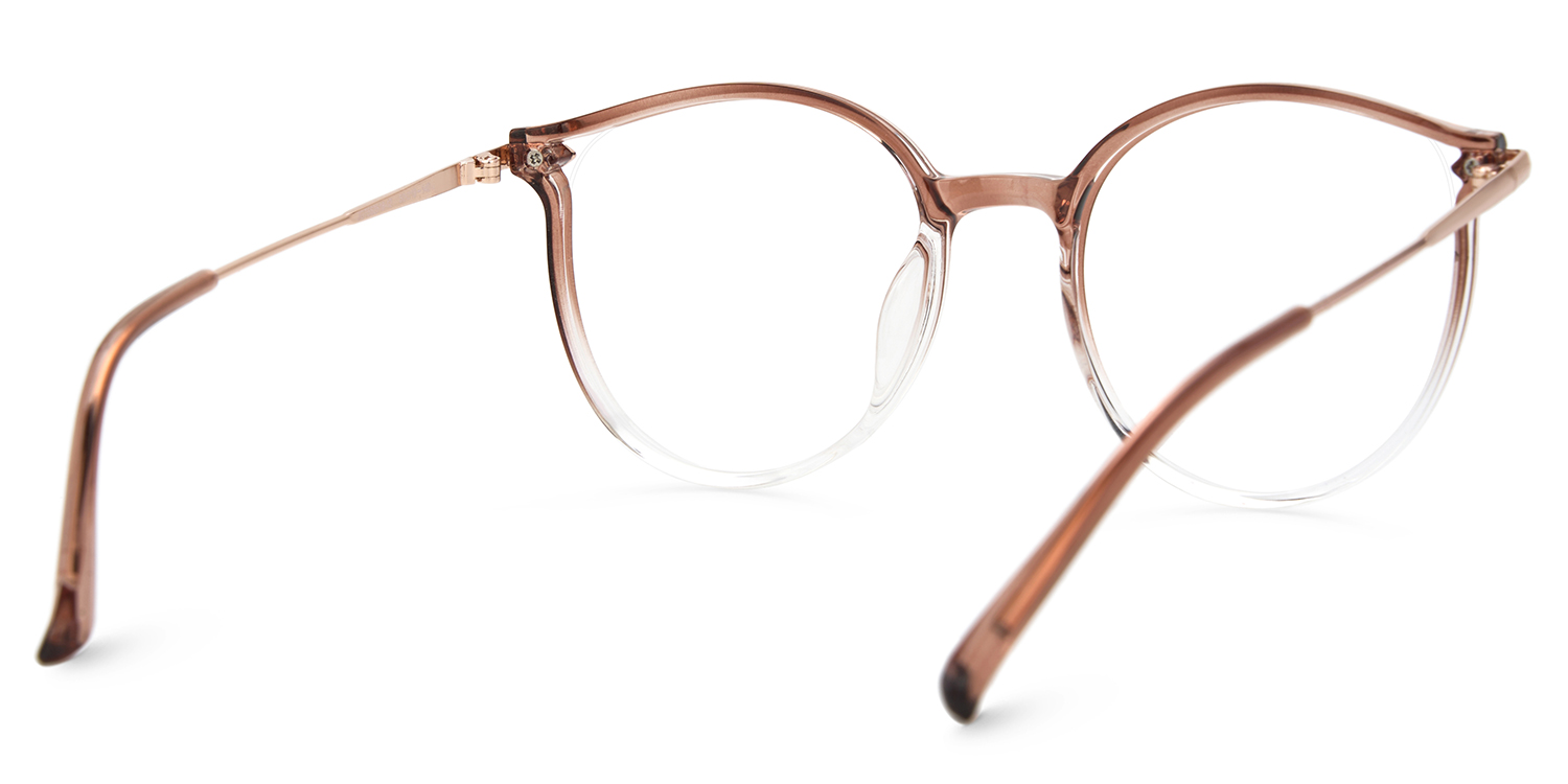 Caylan Champagne Blue Light Blocking Round Eyeglass Frames3