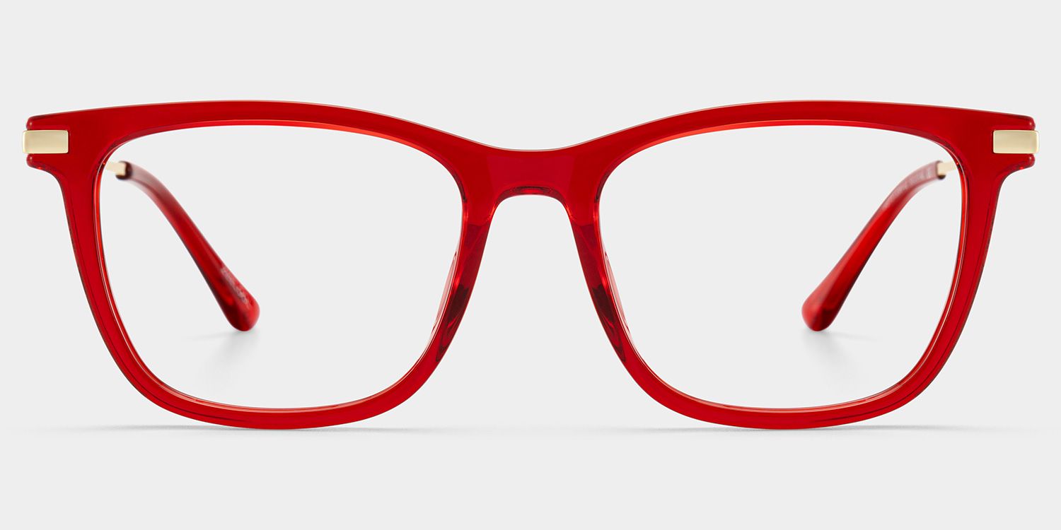 Selena Rectangle Transparent Red Glasses for Women | ZEELOOL0
