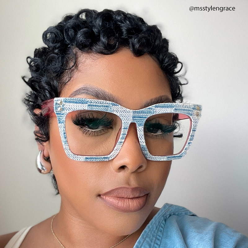 Porsha Square Blue White Glasses4