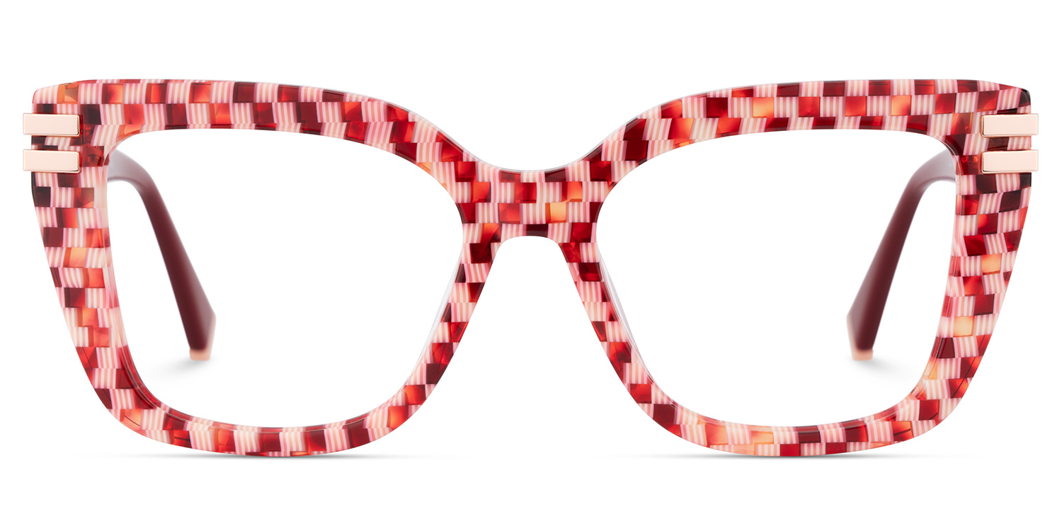 Red Plaid Glasses with Square Frames1