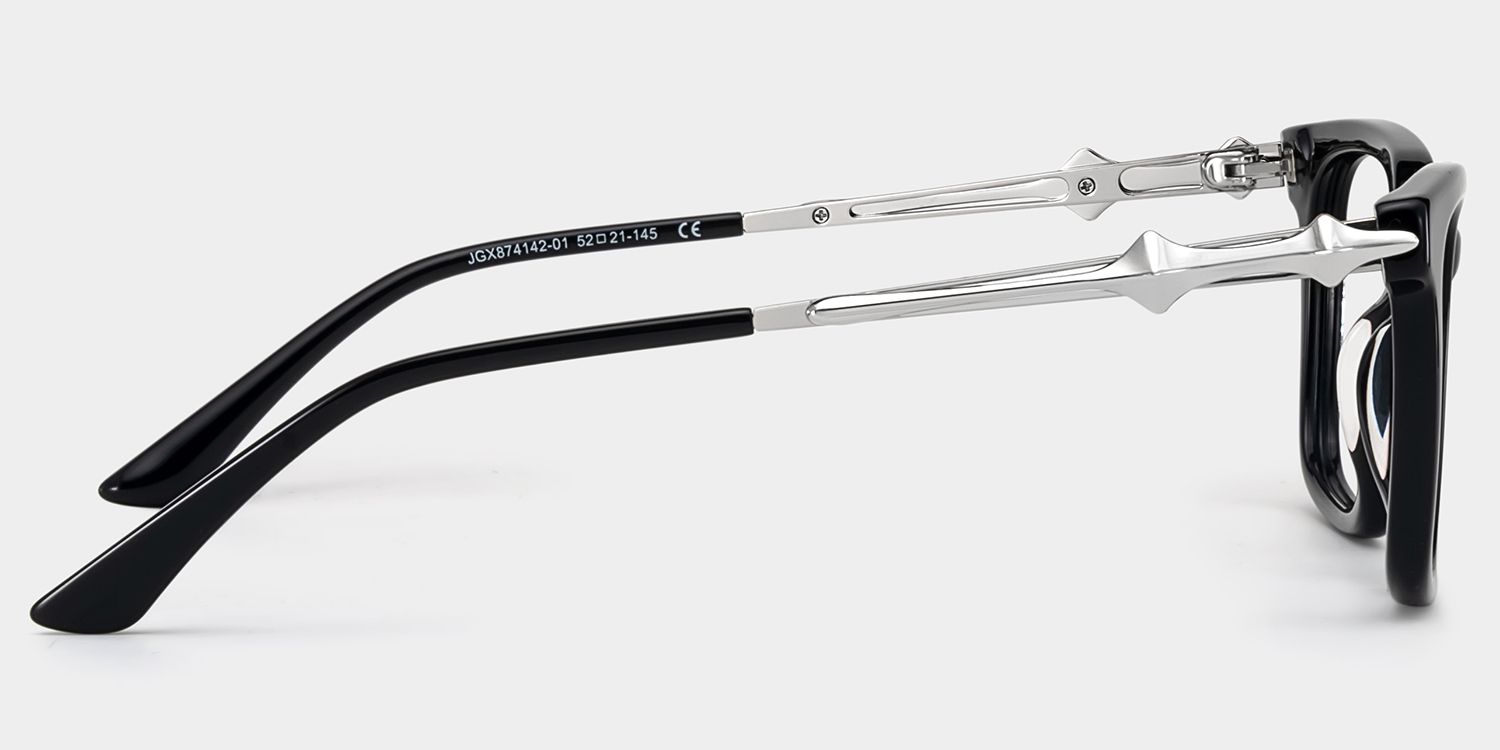 Reese black glasses with silver rims Online | ZEELOOL5