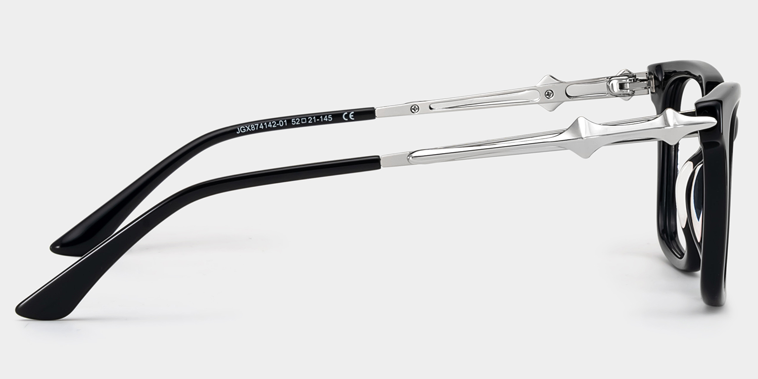 Reese black glasses with silver rims Online | ZEELOOL5