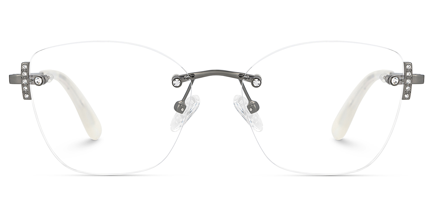 Silver Rectangle Jaxon Glasses with Rimless | ZEELOOL Canada1