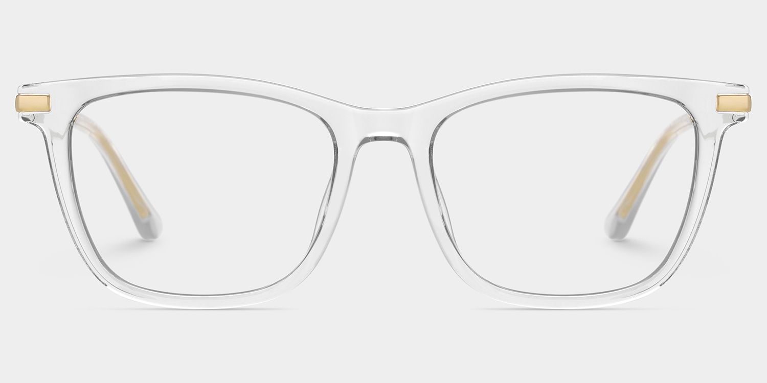 Selena Rectangle Clear White Glasses Bling Frames | ZEELOOL0