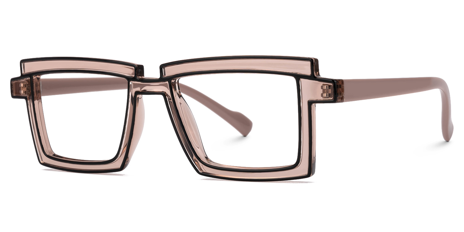 Zephyr Brown Rectangle Glasses, Cyberpunk Eyeglasses1