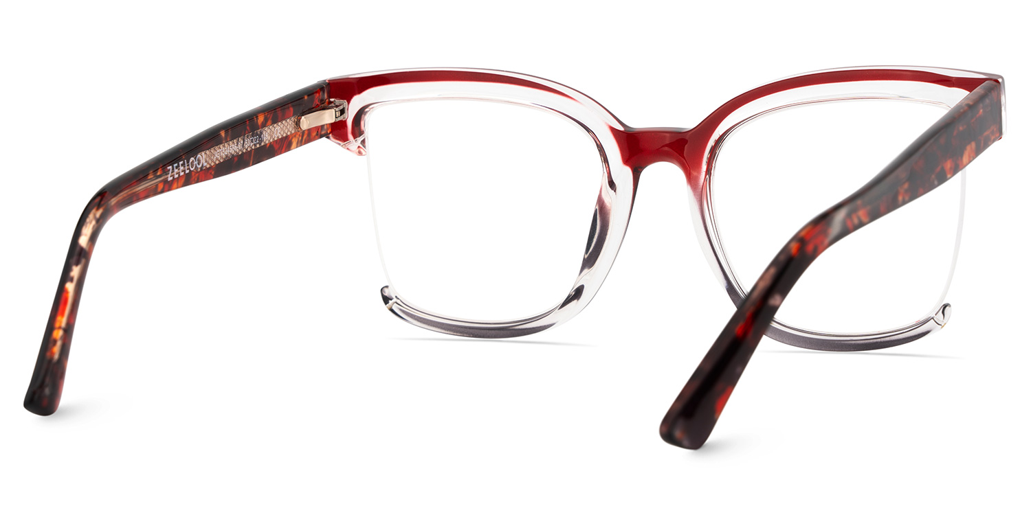 Square Cadogan Red- Gray Frame Glasses | ZEELOOL Canada4