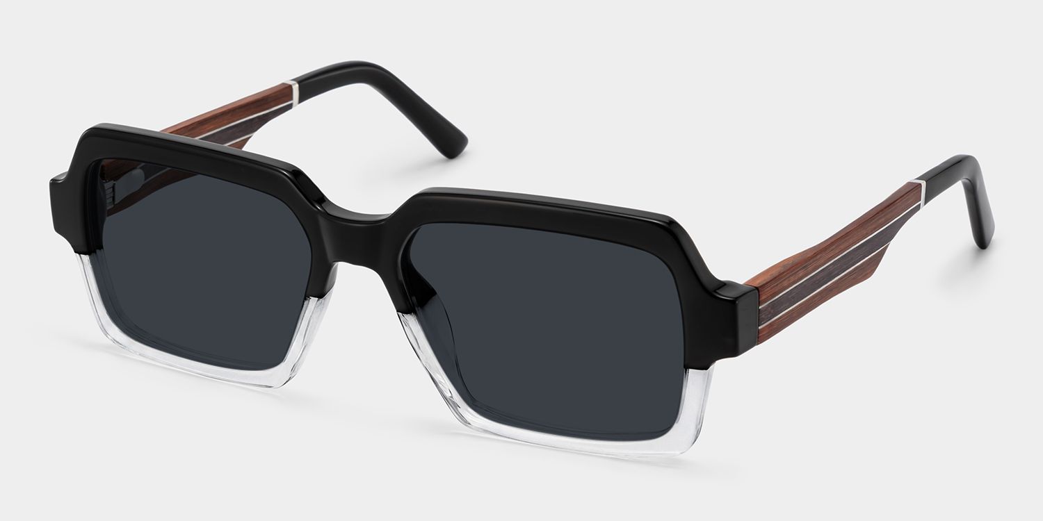 Jack Rectangle Black & Clear Sunglasses | ZEELOOL Canada2