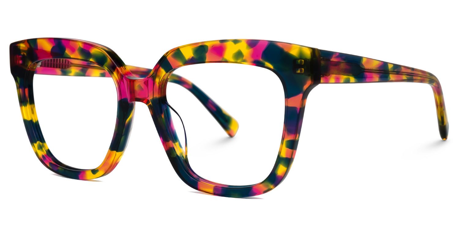 Nina Square Floral Frame Glasses / Prescription Glasses1