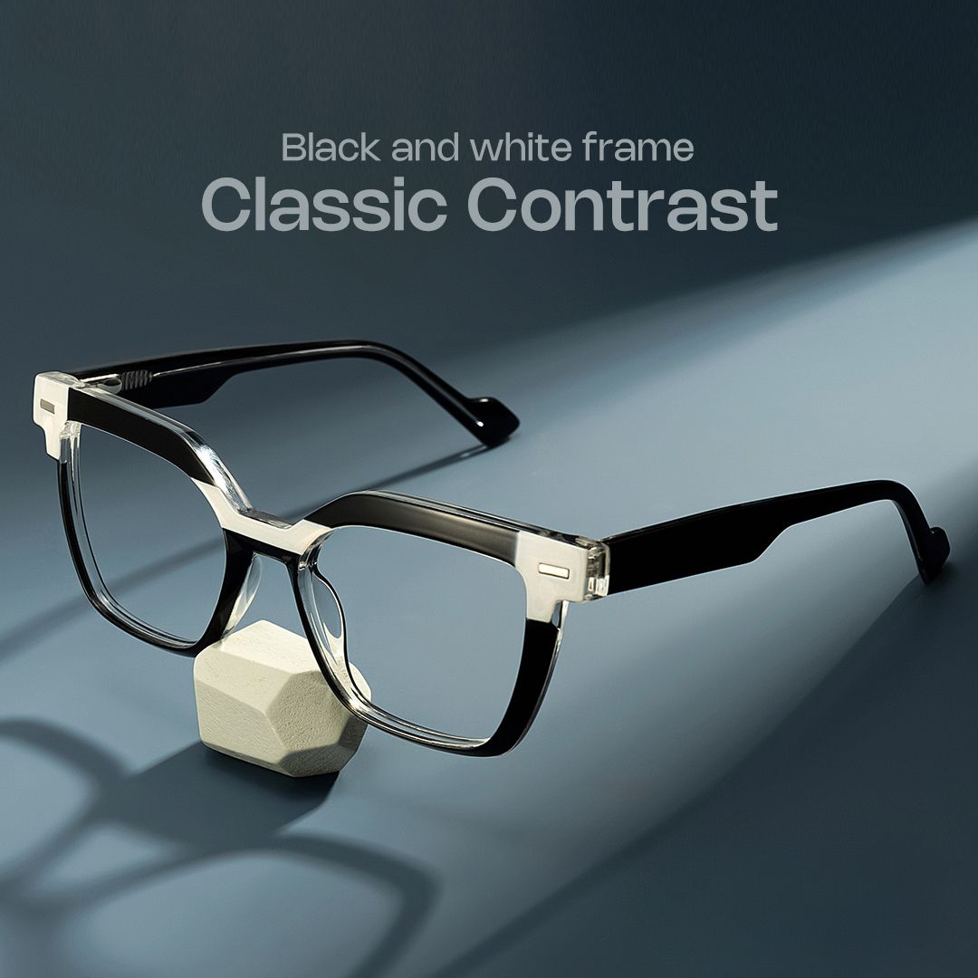 Black White Square Frame Glasses - Pinette on Sale | ZEELOOL Canada0