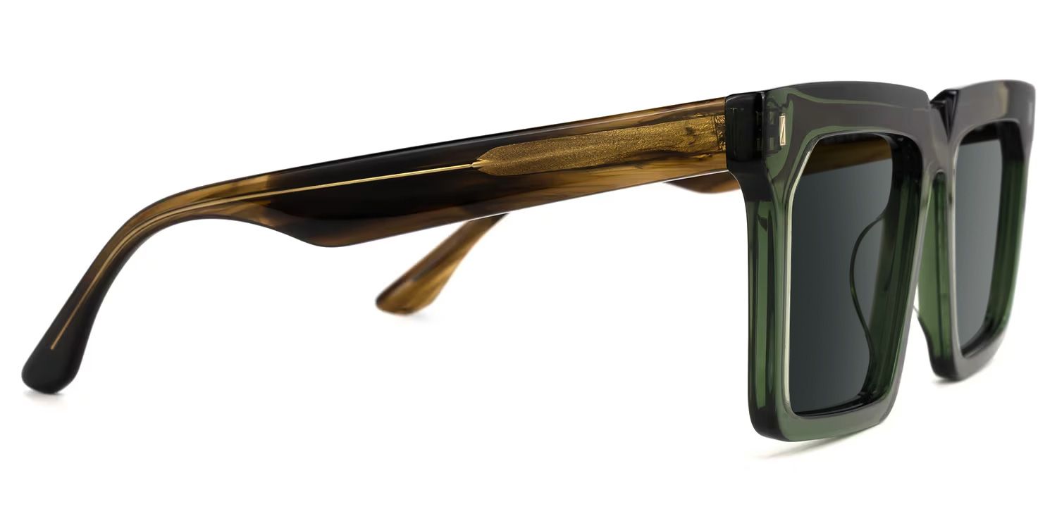 Moreland Rectangle Green Full Rim Sunglasses | ZEELOOL CA2