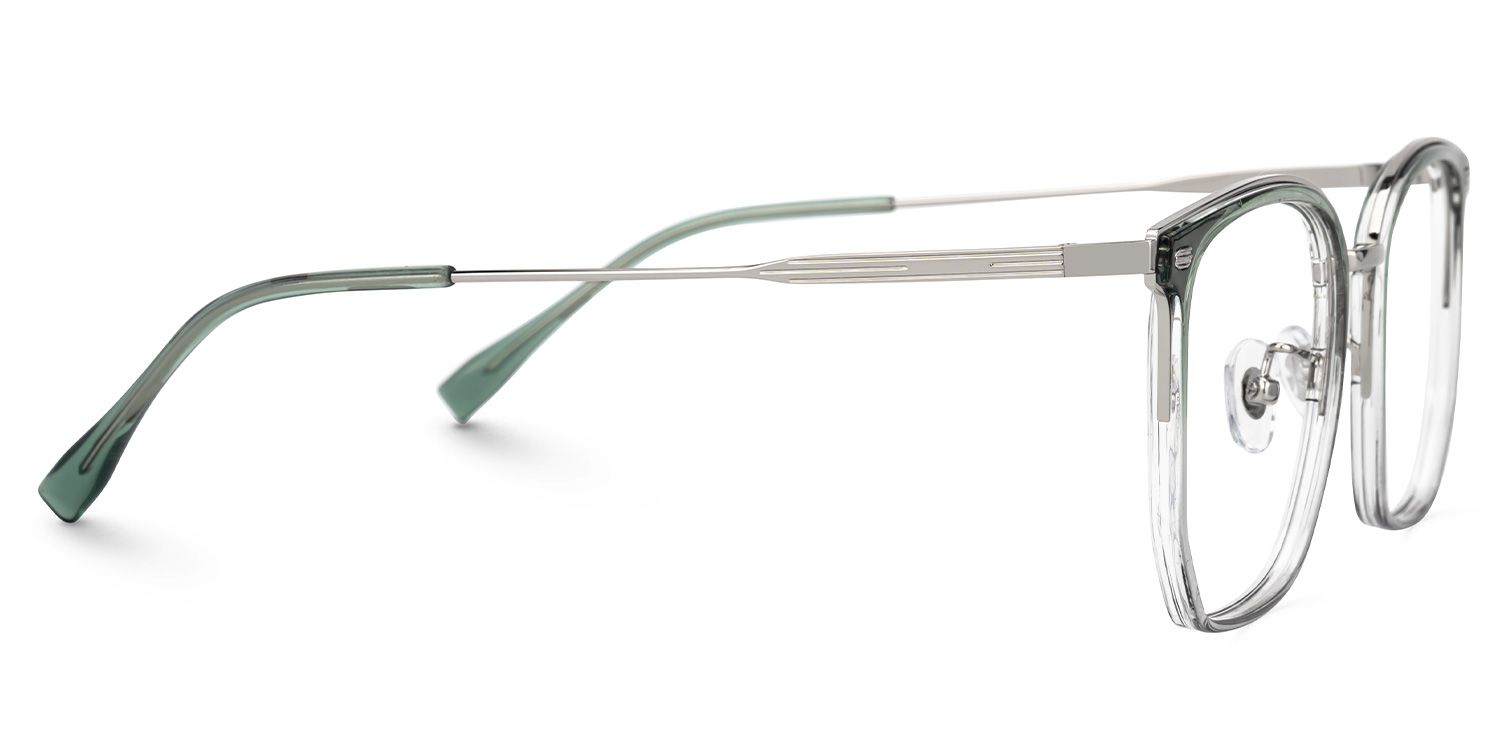 Roque Mixed-material Geometric Green Frame Glasses | ZEELOOL Canada2