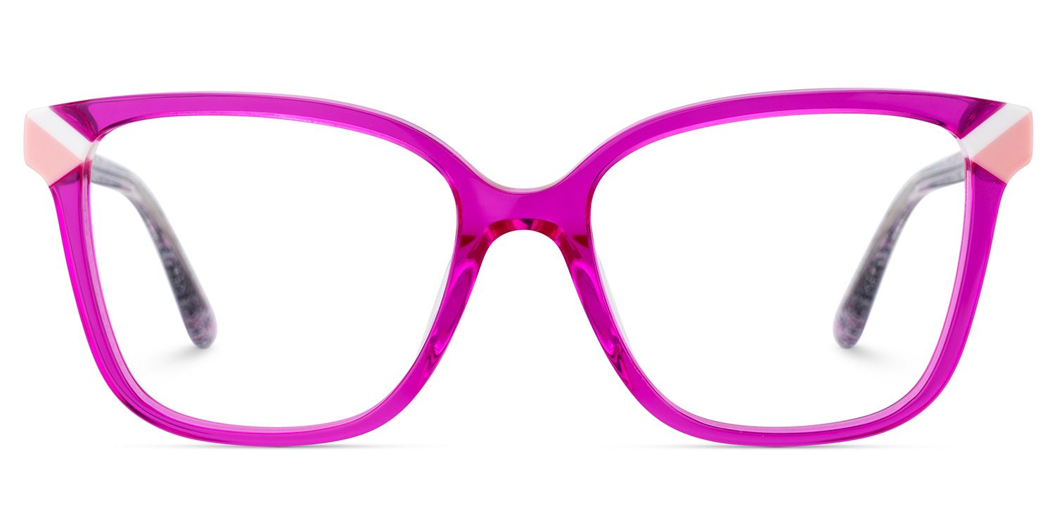 Thin Neon Pink Glasses Frame with a Square Shape2