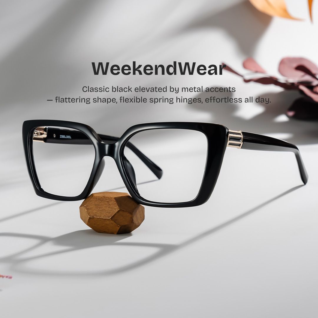 Emery Black Full Rim Geometric Eyeglasses | ZEELOOL0