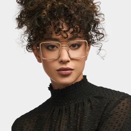 Diva Square Gold Glasses0