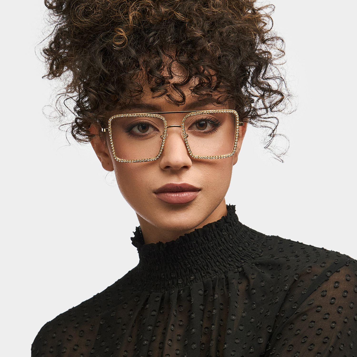 Diva Square Gold Glasses0