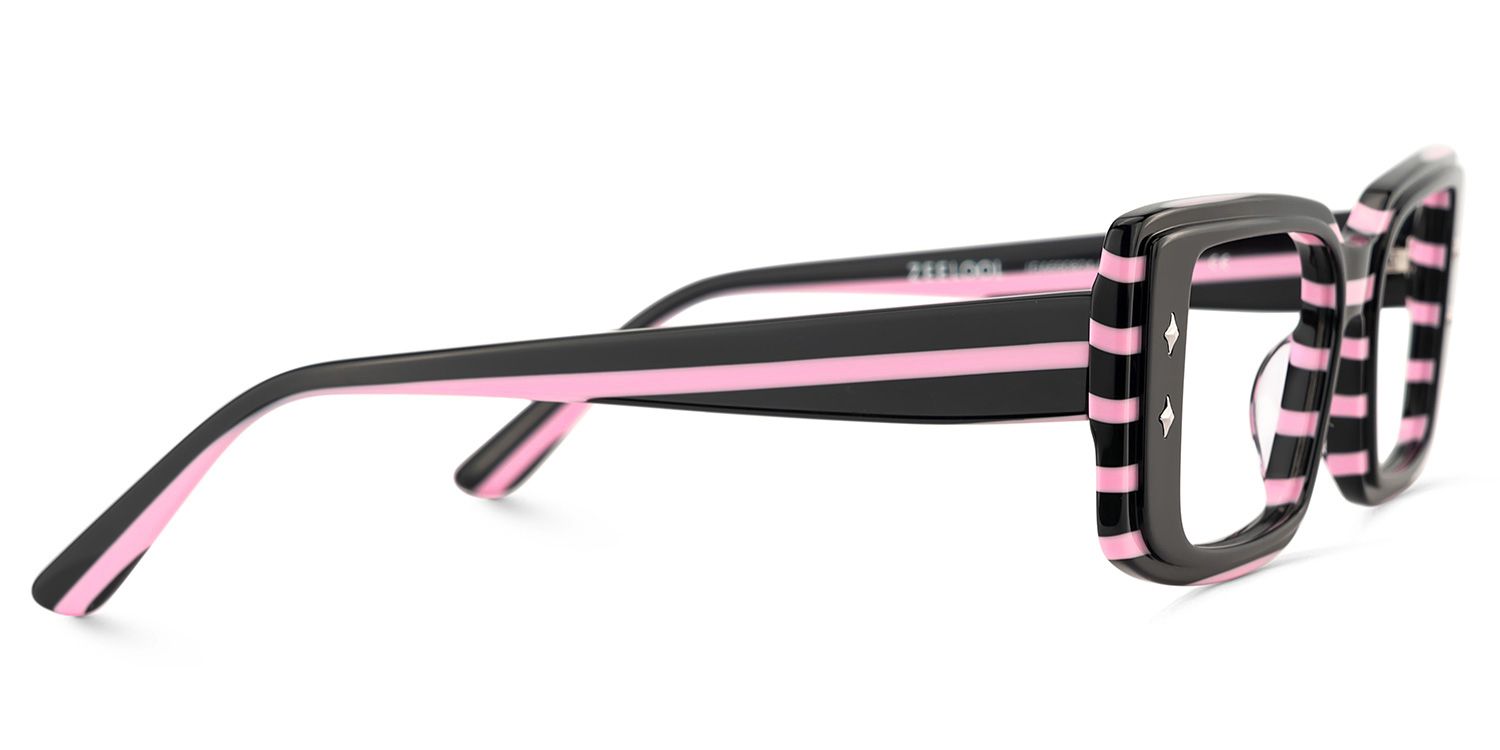 Women's Rectangle Eyeglasses Frames With Black and Pink Color4