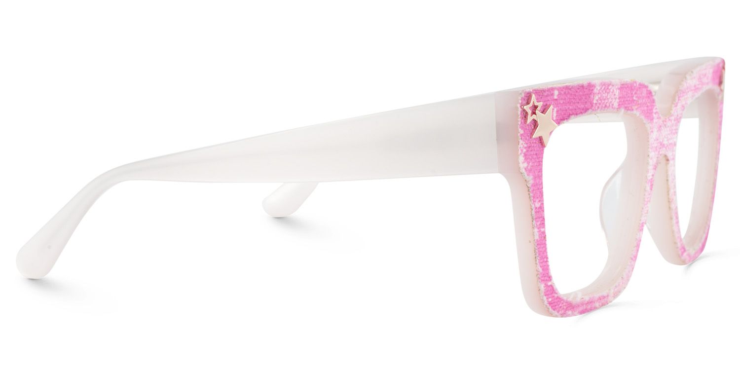 Teresita Thick Pink Denim Glasses in Square Design | ZEELOOL Canada4