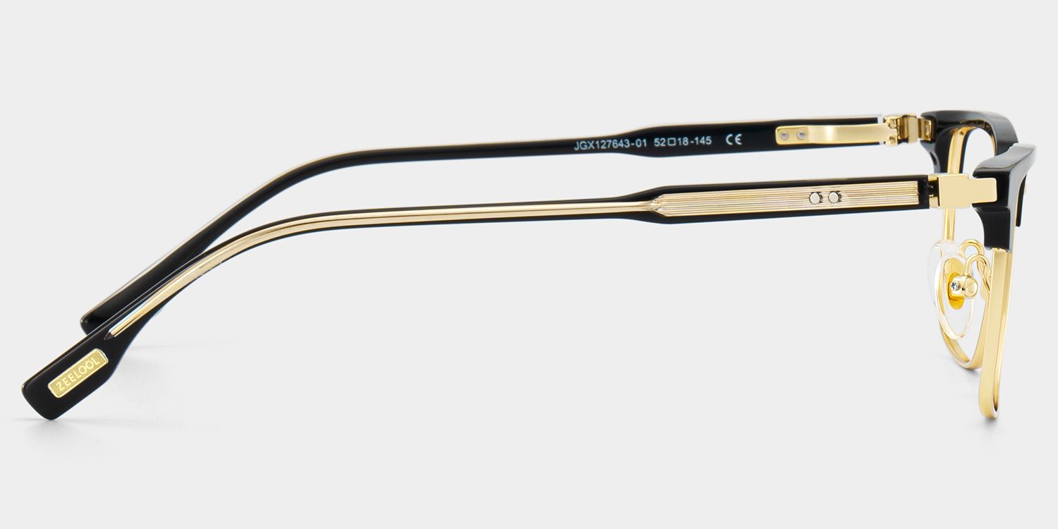 Audrey Black Eyeglasses with Gold Trim in Browline Shape | ZEELOOL CANADA4