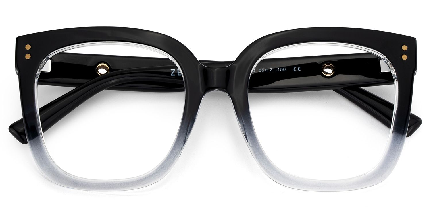 TR90 Ebony Eyeglasses, Ebony Square Glasses -Zeelool Glasses2