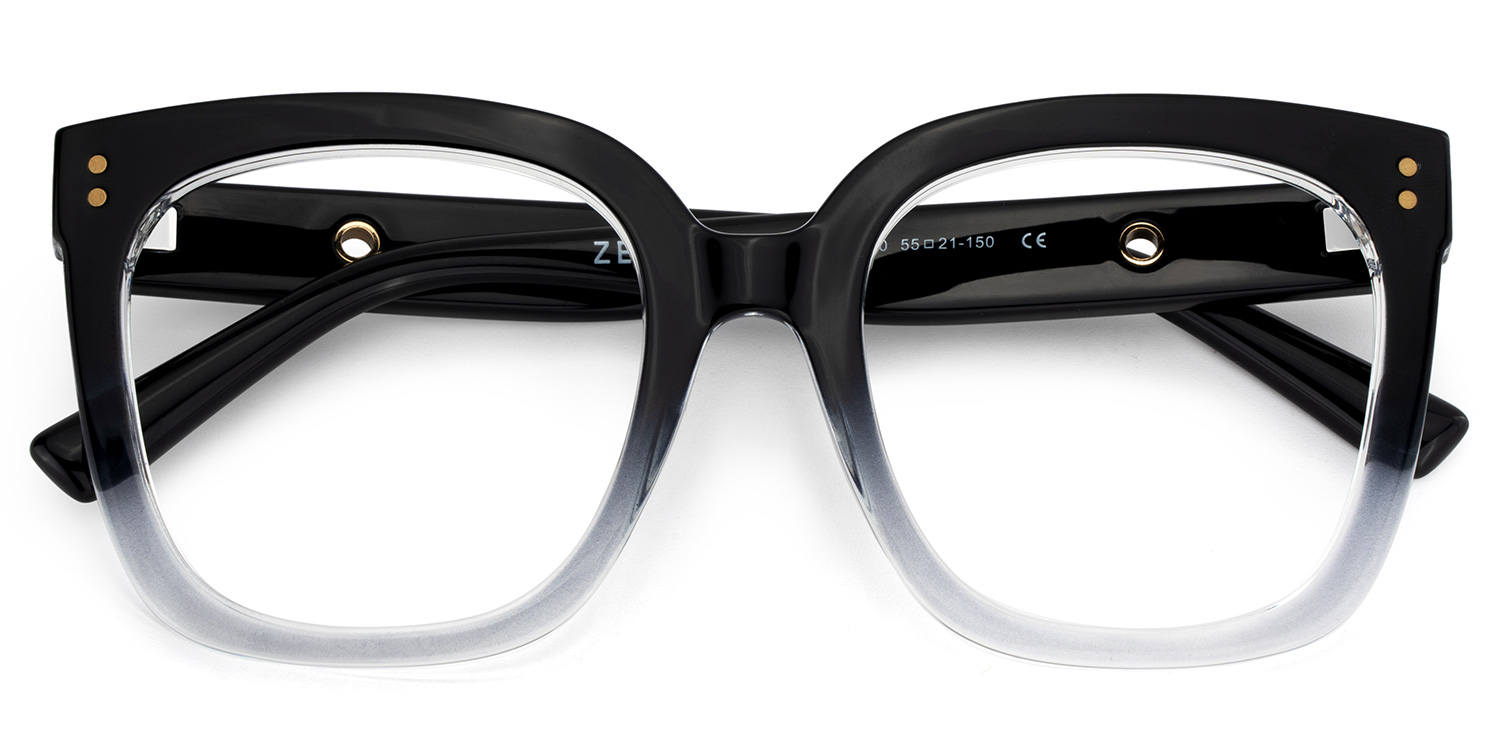 TR90 Ebony Eyeglasses, Ebony Square Glasses -Zeelool Glasses2