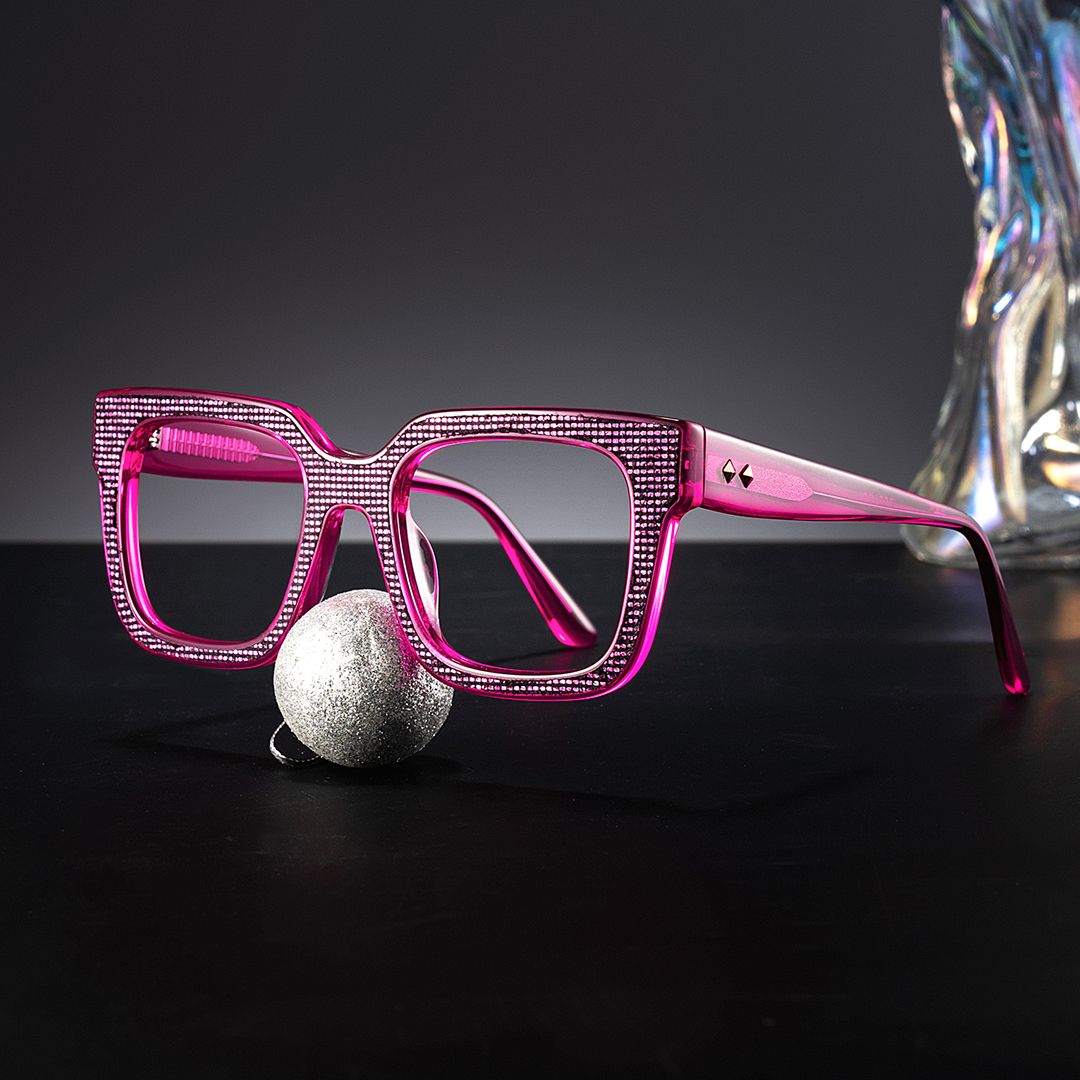 Square Rose Red Acetate Spectacle Frames0