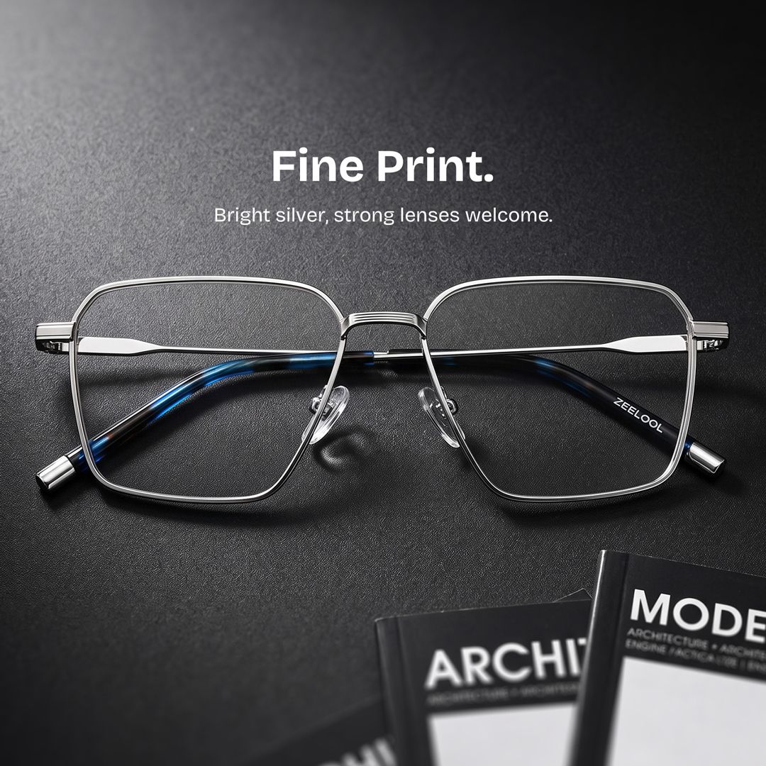 Ashley Square Silver Frames Glasses with Preppy Chic | ZEELOOL0
