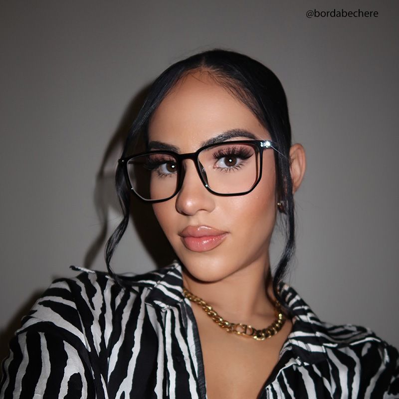 Fezell Square Black Eyeglasses and Thin Wide Frames10