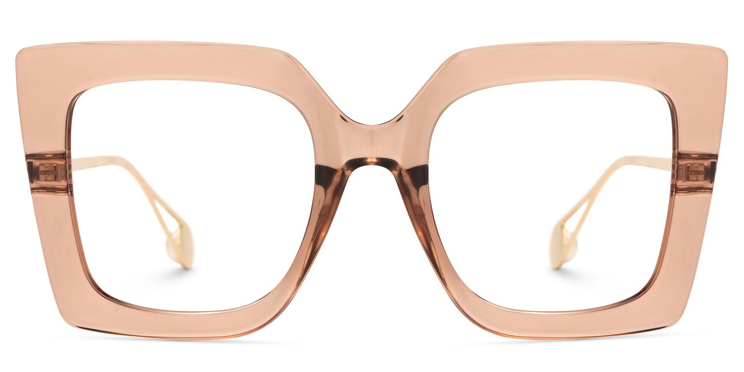 Qatar Square Beige Eyeglasses and Thick Frames0
