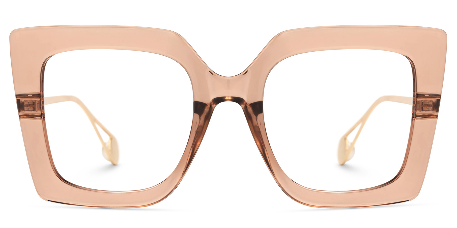 Qatar Square Champagne Eyeglasses and Thick Frames0