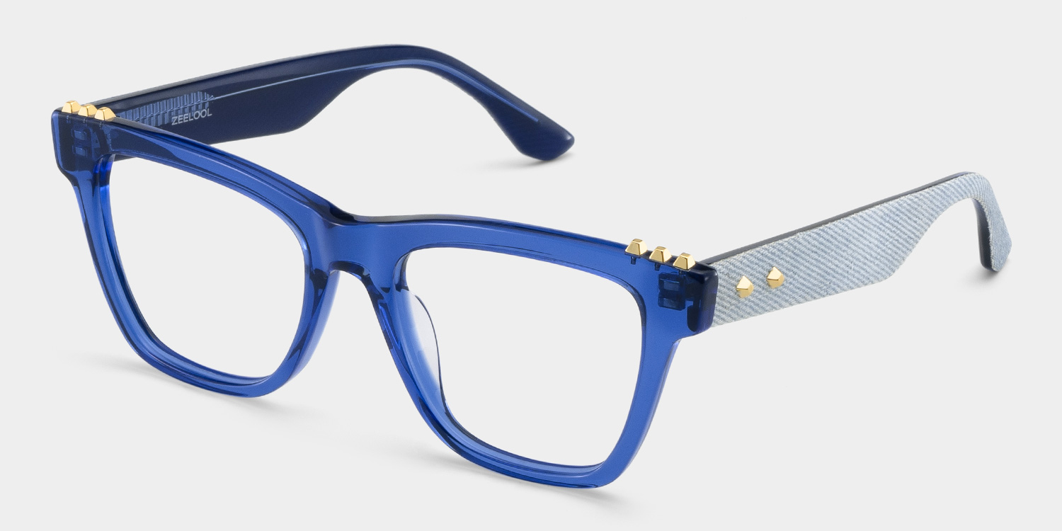 Soren Square Blue Frame Eyeglasses for Woman| ZEELOOL Canada3