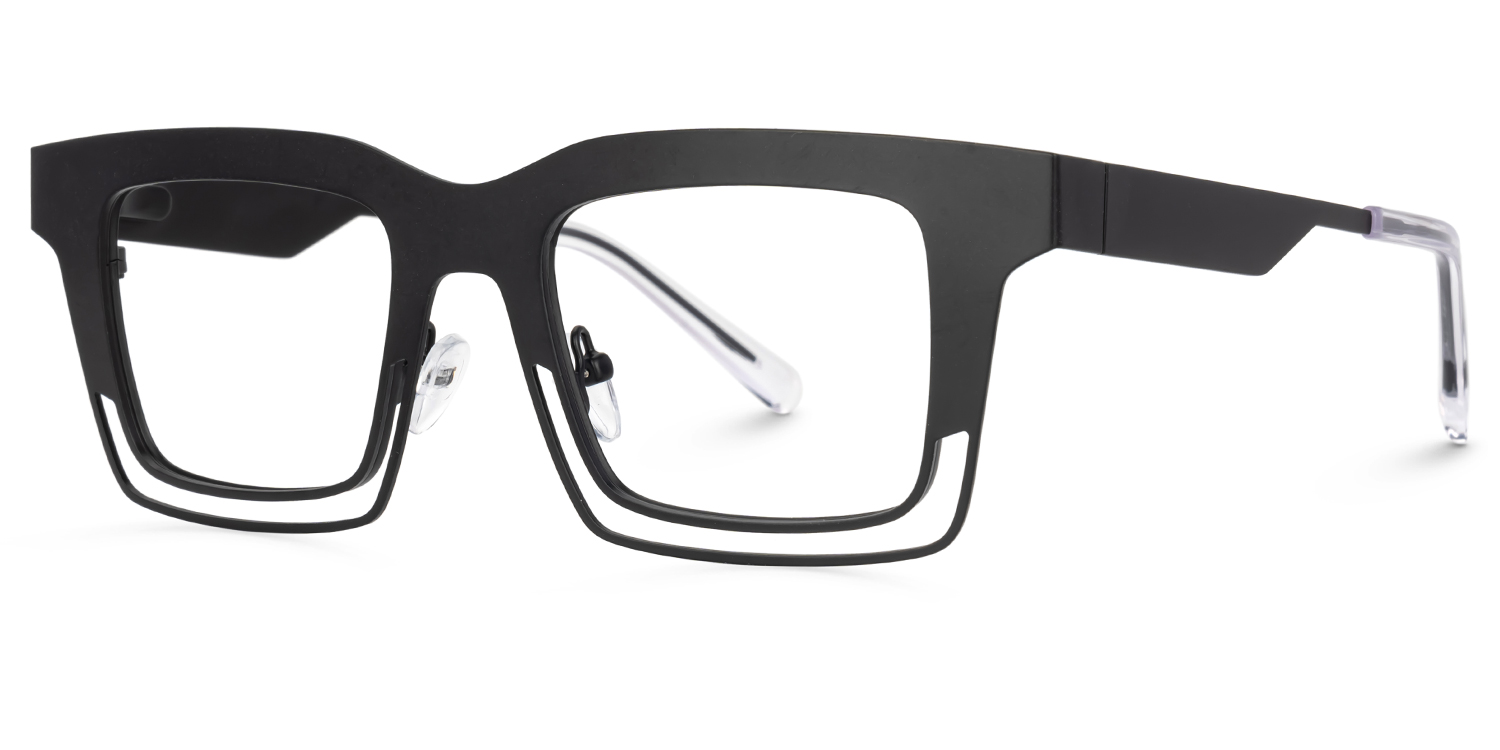 Evan Rectangle Black Frame Eyeglasses for Males | ZEELOOL Canada1